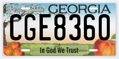 GA license plate CGE8360