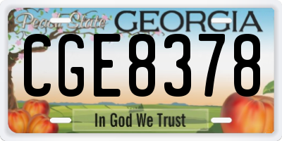 GA license plate CGE8378