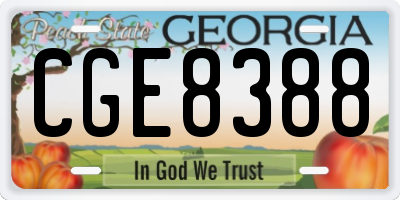 GA license plate CGE8388