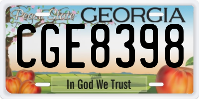 GA license plate CGE8398