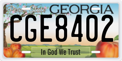 GA license plate CGE8402