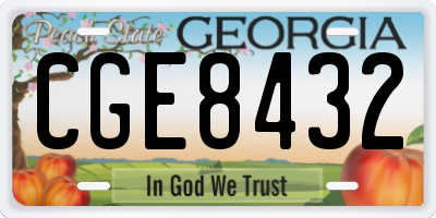 GA license plate CGE8432
