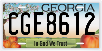 GA license plate CGE8612