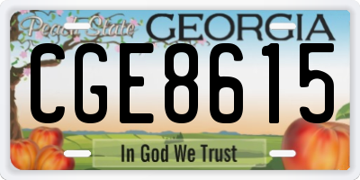 GA license plate CGE8615