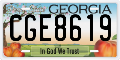 GA license plate CGE8619