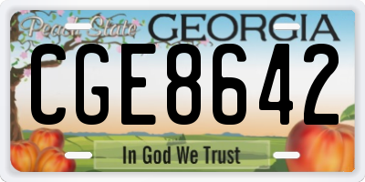 GA license plate CGE8642
