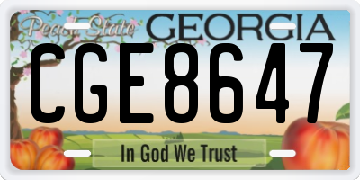 GA license plate CGE8647