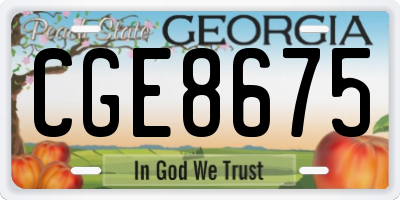 GA license plate CGE8675