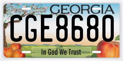 GA license plate CGE8680