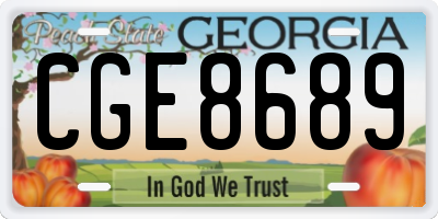 GA license plate CGE8689