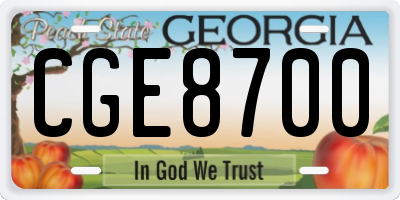 GA license plate CGE8700