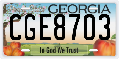 GA license plate CGE8703