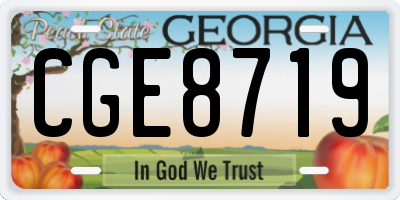 GA license plate CGE8719