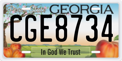 GA license plate CGE8734
