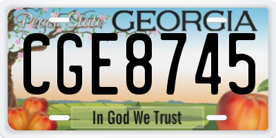 GA license plate CGE8745