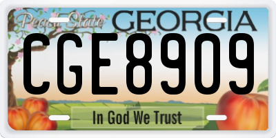GA license plate CGE8909