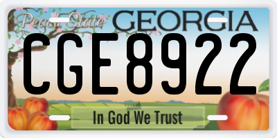 GA license plate CGE8922