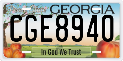 GA license plate CGE8940