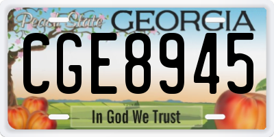 GA license plate CGE8945