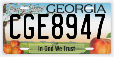 GA license plate CGE8947