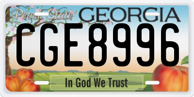 GA license plate CGE8996