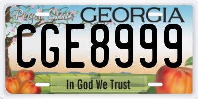 GA license plate CGE8999
