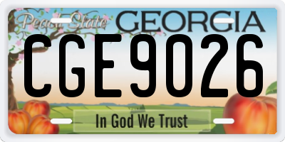 GA license plate CGE9026