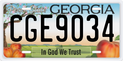 GA license plate CGE9034