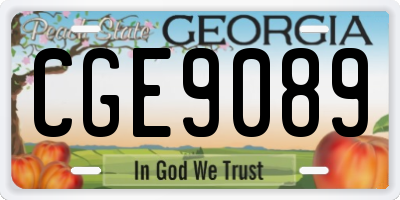 GA license plate CGE9089
