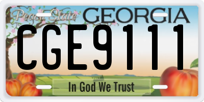 GA license plate CGE9111
