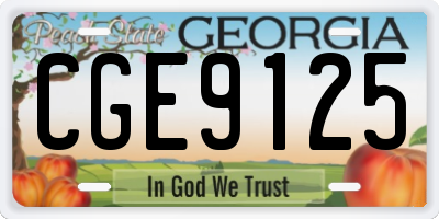 GA license plate CGE9125