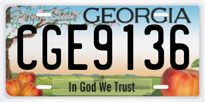 GA license plate CGE9136