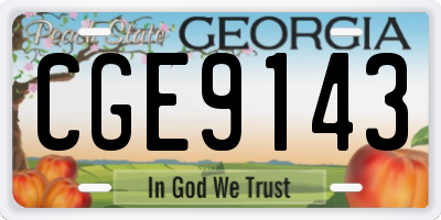 GA license plate CGE9143