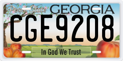 GA license plate CGE9208