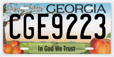 GA license plate CGE9223