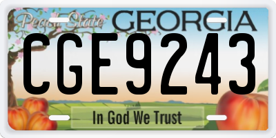 GA license plate CGE9243