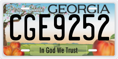 GA license plate CGE9252