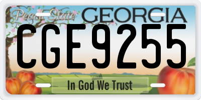 GA license plate CGE9255