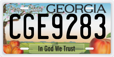 GA license plate CGE9283
