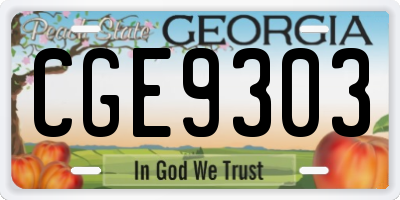 GA license plate CGE9303