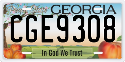 GA license plate CGE9308