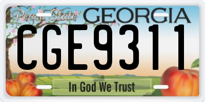 GA license plate CGE9311