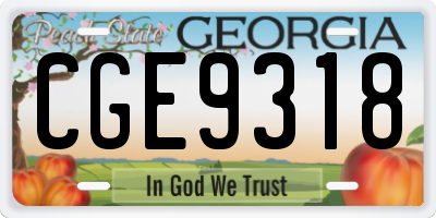 GA license plate CGE9318