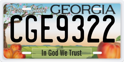 GA license plate CGE9322
