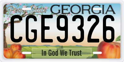 GA license plate CGE9326