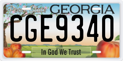 GA license plate CGE9340
