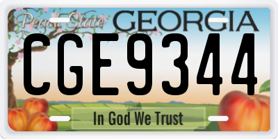 GA license plate CGE9344