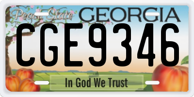 GA license plate CGE9346