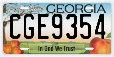GA license plate CGE9354