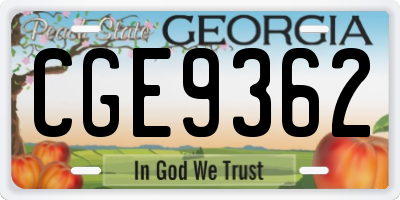 GA license plate CGE9362